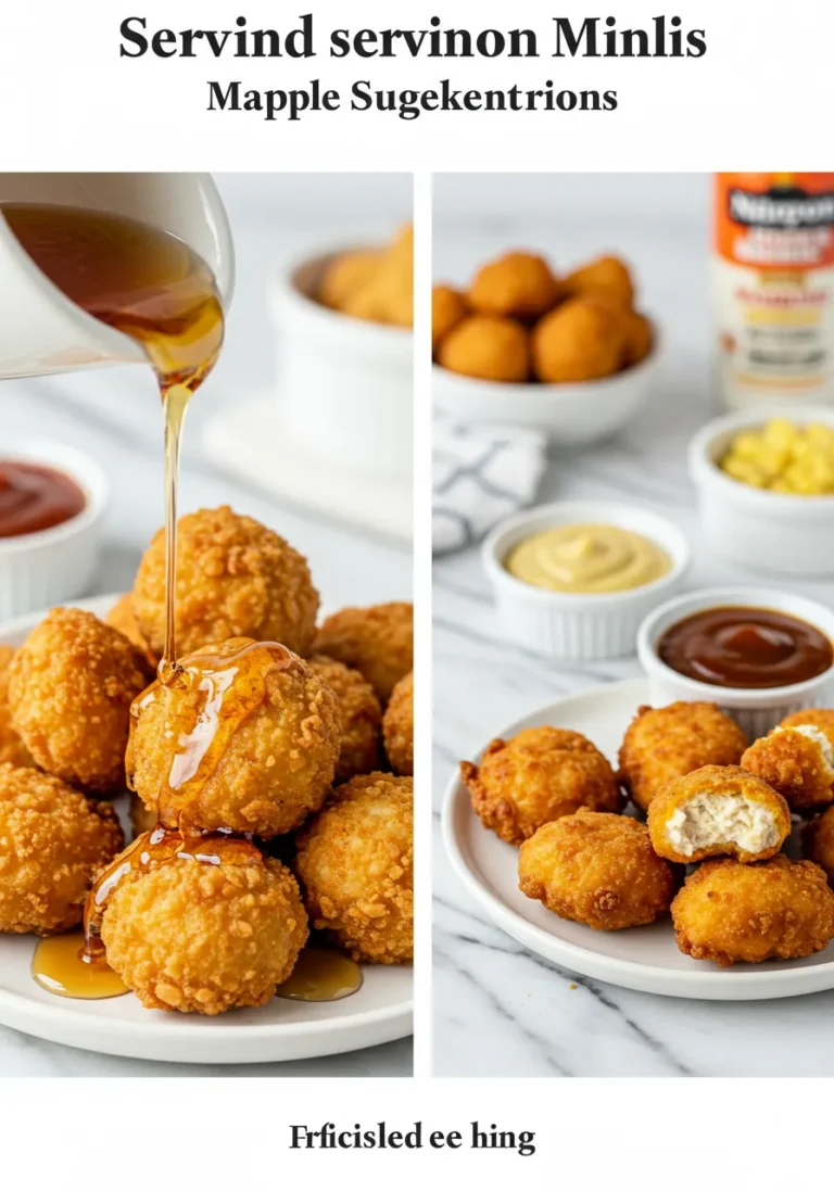 Chicken Minis Serving Suggestions: with Syrup and with Dipping Sauces
