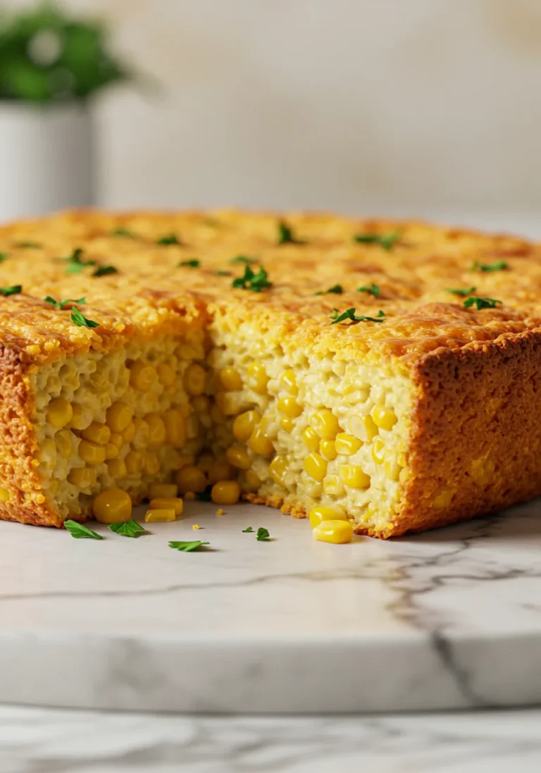 Close-Up Detail of Cracker Barrel Corn Casserole Texture