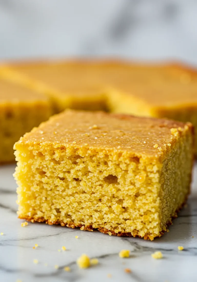 Close-Up Detail and Texture of Eggless Cornbread Crumb