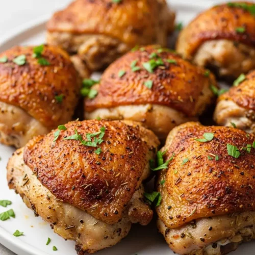 Crispy Baked Chicken Thighs – The Juiciest Oven Recipe!