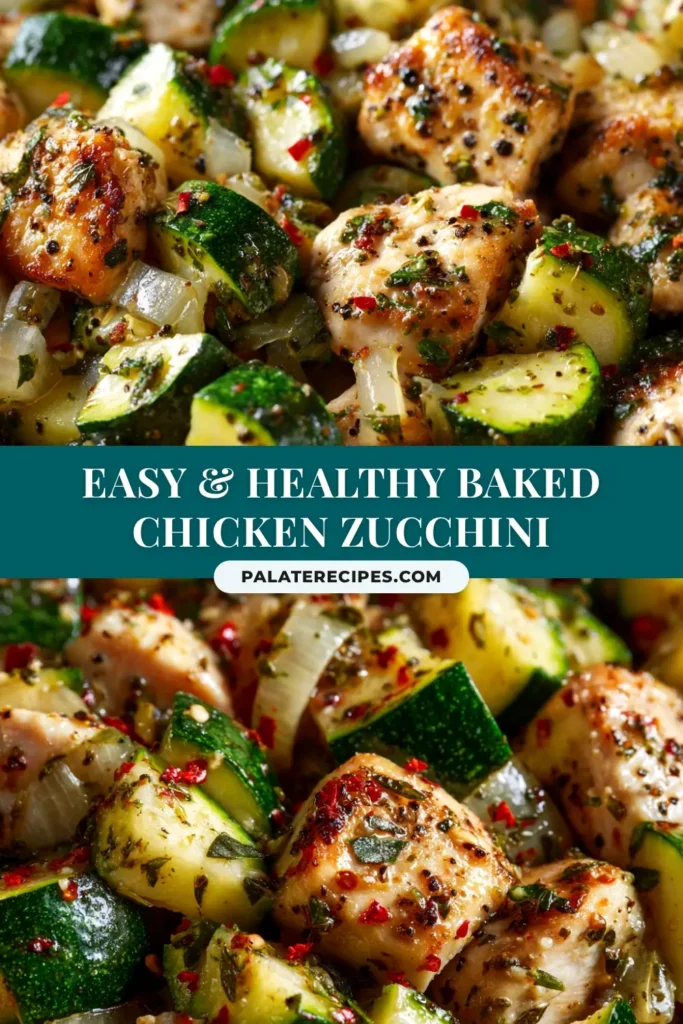 Baked Chicken and Zucchini: Your New Favorite Weeknight Meal 4 A delicious and easy Baked Chicken and Zucchini recipe shown on a white plate, garnished with fresh herbs. The perfect healthy one-pan weeknight dinner.