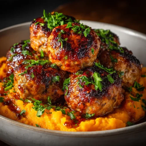 Pork Meatballs with Sweet Potato (Easy Sheet Pan Dinner)