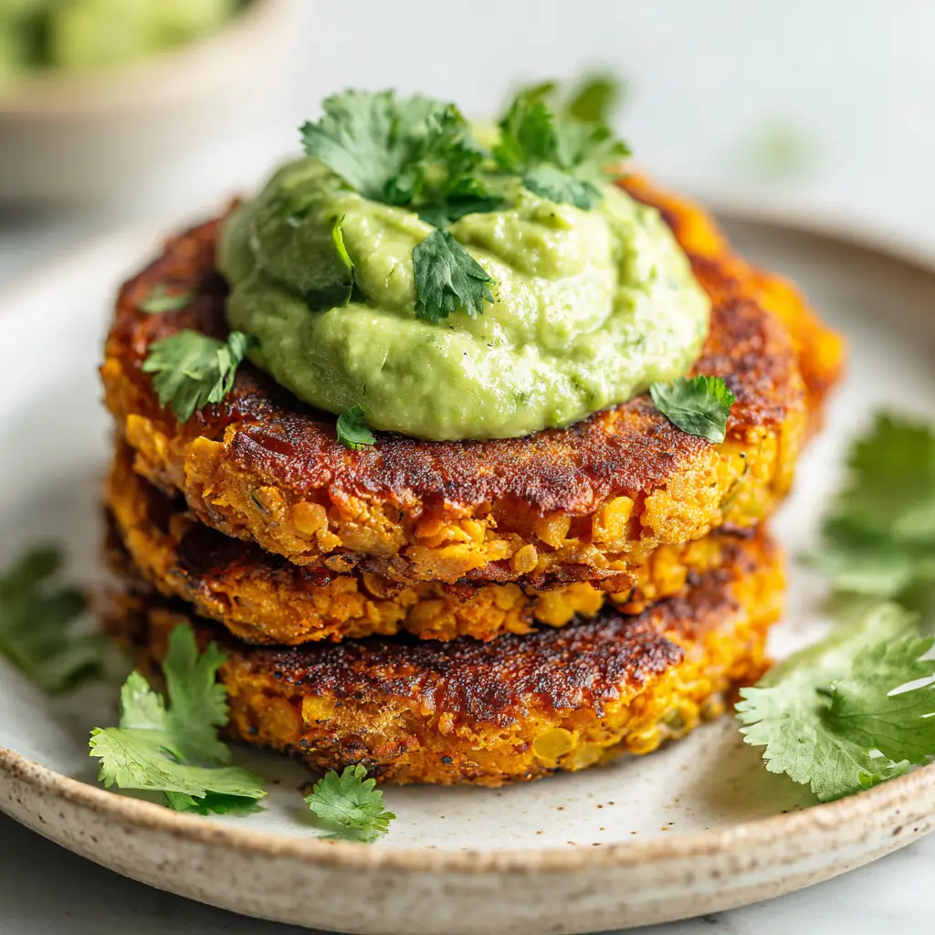 Sweet Potato Lentil Patties (That Won't Fall Apart!) 2 Sweet potato lentil patties being pan-fried to a golden brown in a dark skillet. The oil is sizzling, and the patties look firm and are holding their shape perfectly during cooking.