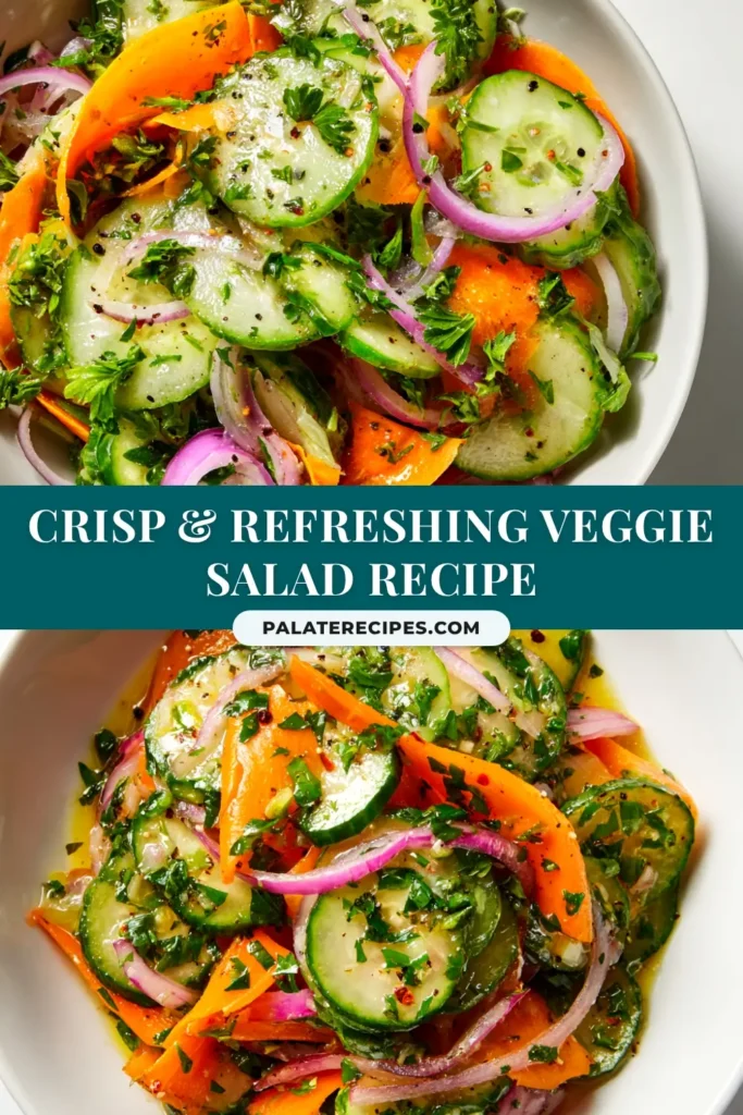 Crunchy Cucumber Carrot Salad (Quick & Refreshing!) 5 A vibrant bowl of Crunchy Cucumber Carrot Salad with a light vinaigrette, perfect for a healthy side dish.