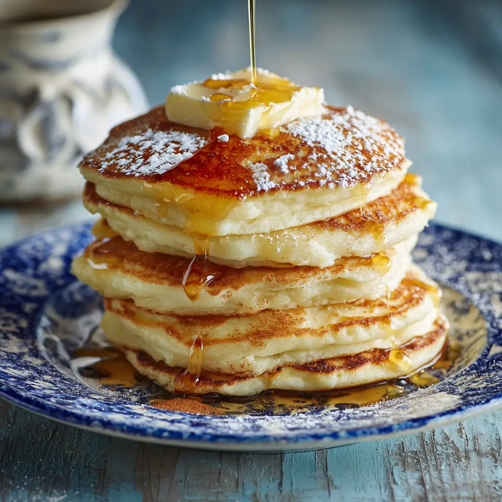 Vanilla Cinnamon Buttermilk Pancakes: The Fluffiest Recipe 3 A close-up shot showing the light and airy texture of homemade fluffy buttermilk pancakes with cinnamon.