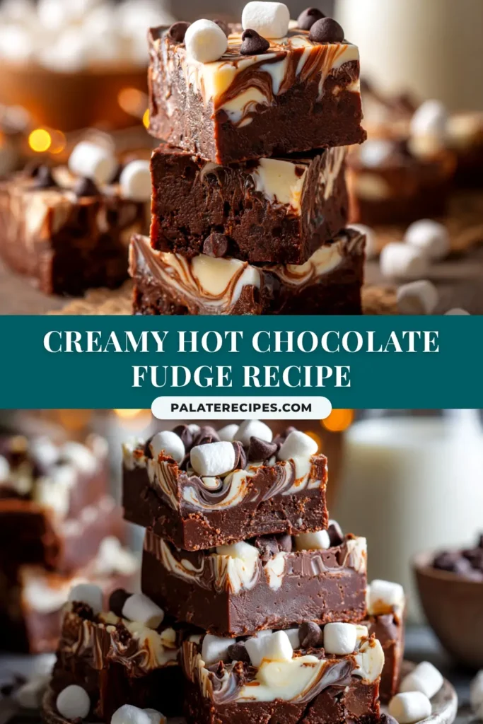 An overhead shot of delicious Hot Chocolate Fudge cut into squares on parchment paper, topped with mini marshmallows.