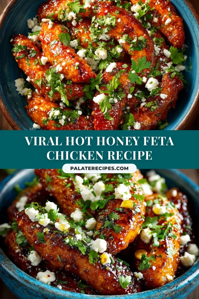 Hot Honey Feta Chicken (The Ultimate Weeknight Dinner) 4 A close-up of a baking dish with baked Hot Honey Feta Chicken, showing a golden-brown chicken breast next to creamy baked feta, garnished with fresh parsley.