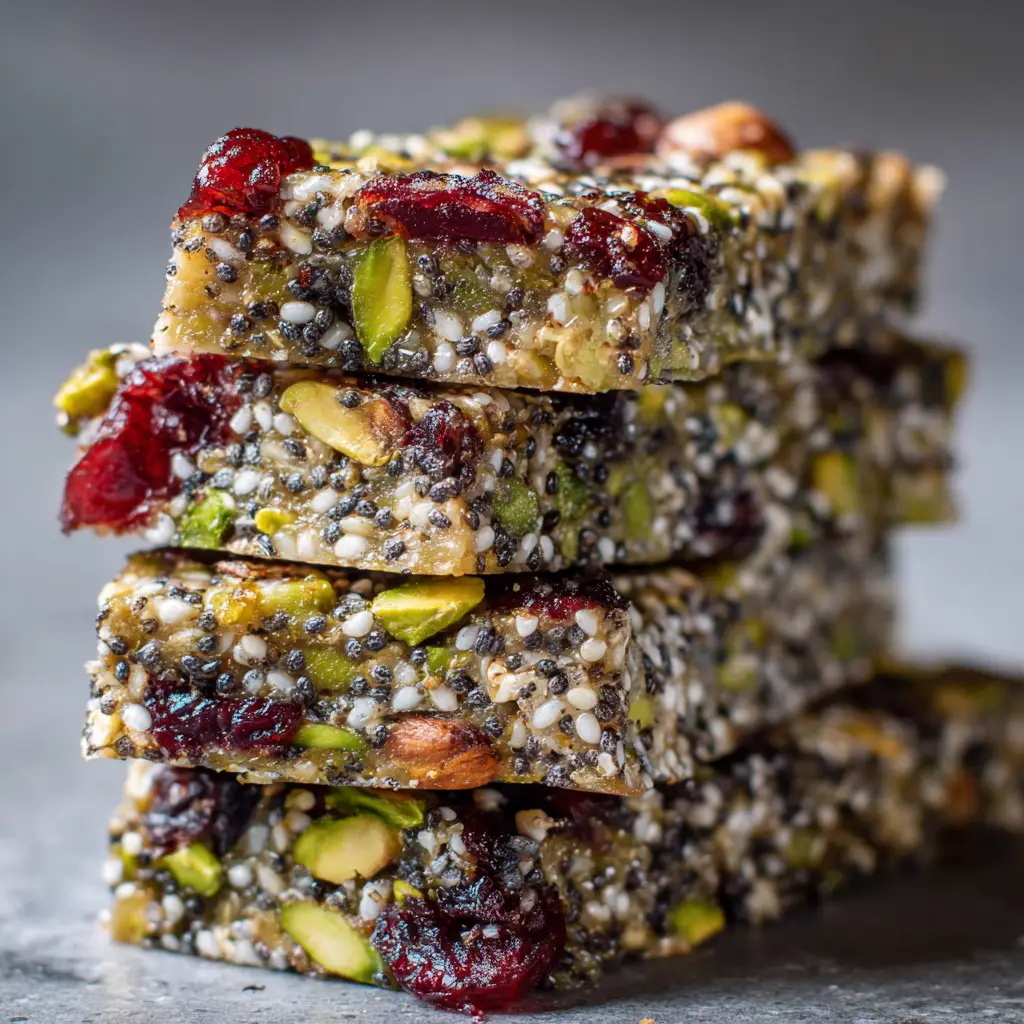 Pistachio Cranberry Chia Bars: Easy, No-Bake & Healthy 2 The process of making chia bars, with the sticky oat and nut mixture being pressed firmly into a parchment-lined baking pan.