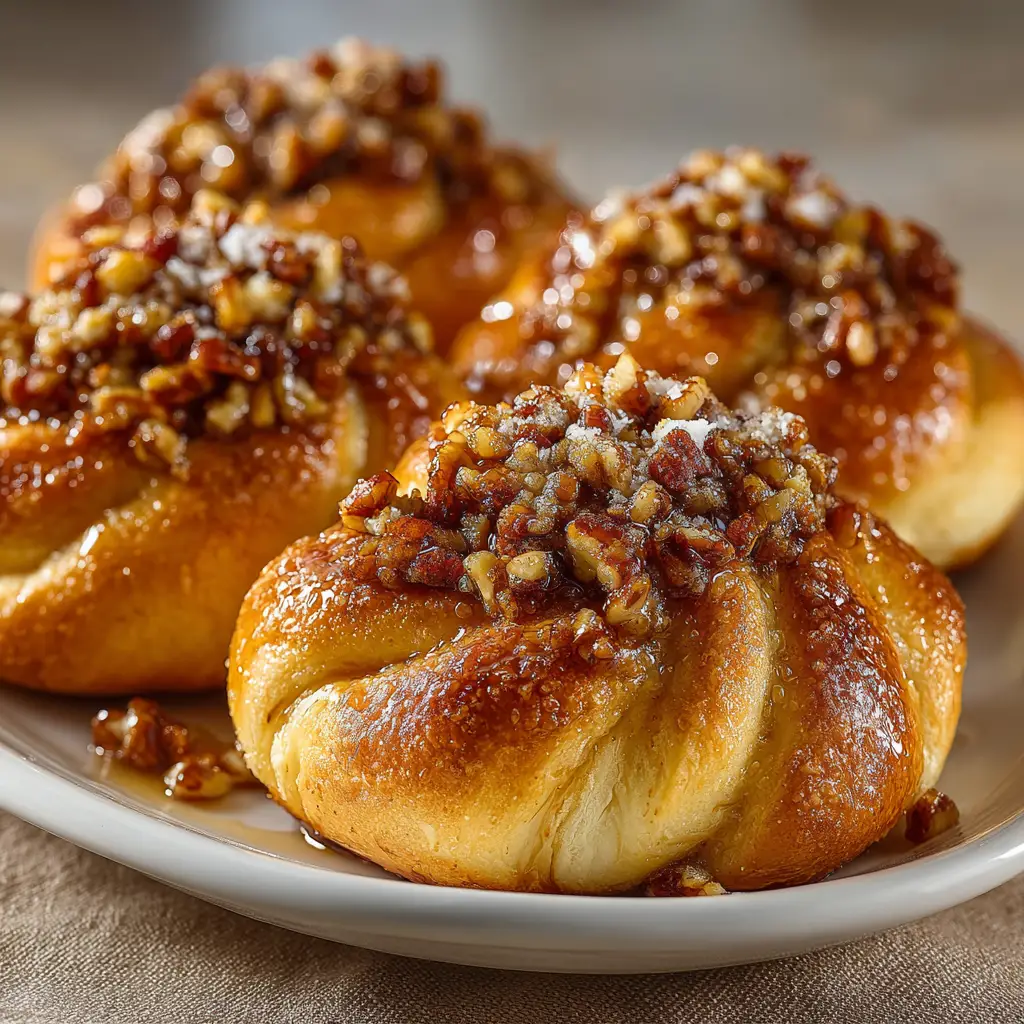 Pecan Pie Crescent Rolls: The Easiest Holiday Treat 3 An extreme close-up shot of a golden-brown pecan pie crescent roll, showing the flaky pastry and gooey pecan filling.
