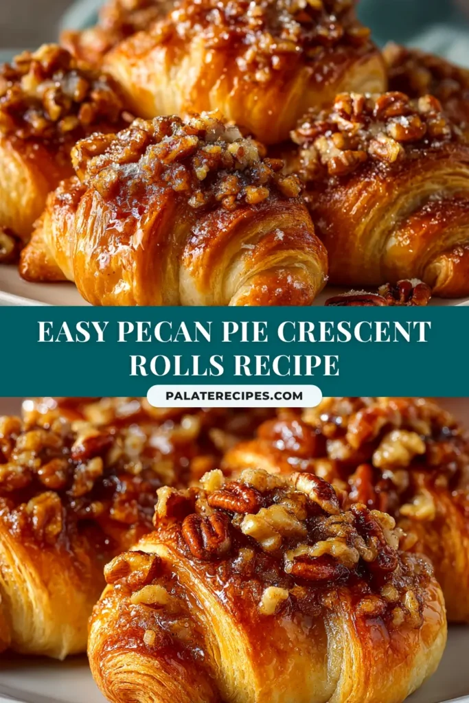 Pecan Pie Crescent Rolls: The Easiest Holiday Treat 5 A platter of golden-brown pecan pie crescent rolls, drizzled with a sweet glaze and ready to be served. A perfect easy holiday dessert recipe.