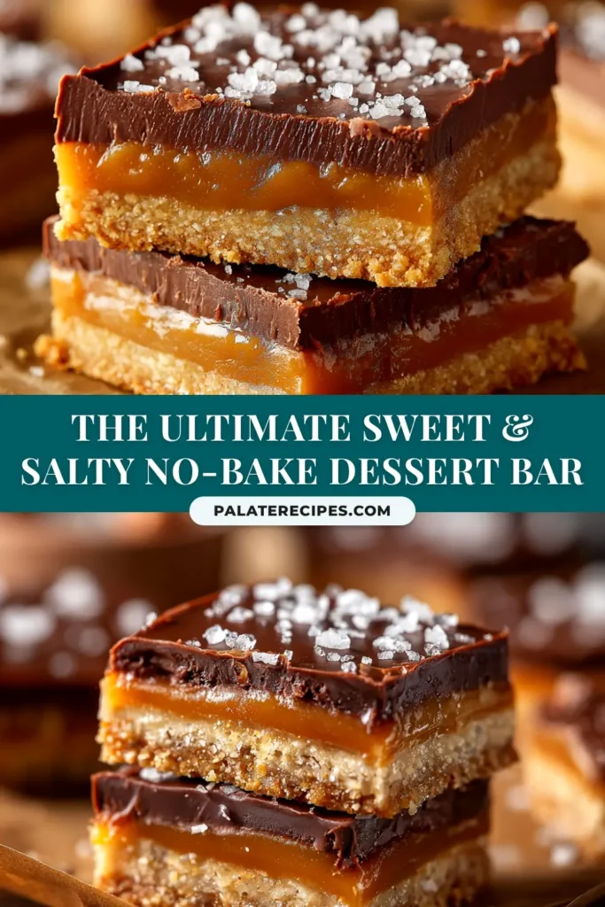 A stack of gooey Salt River Bars on a white plate, showcasing the distinct layers of oatmeal crust, chocolate, and caramel crumble topping.