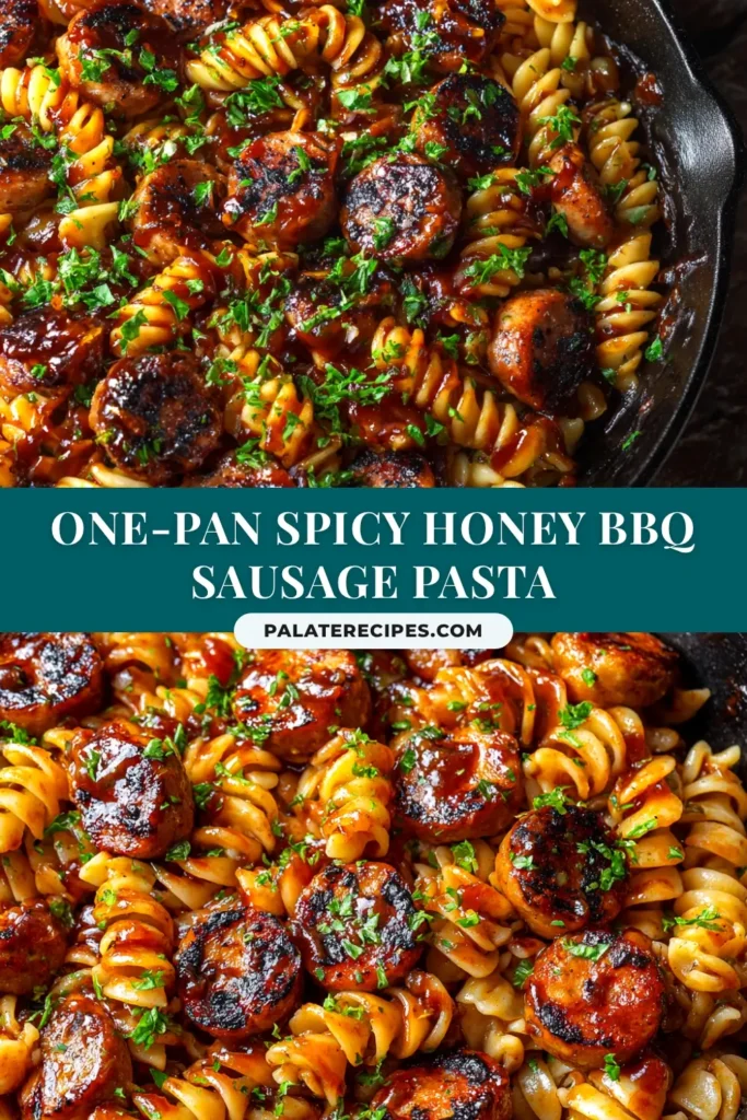 Spicy Honey BBQ Sausage Pasta: The Ultimate Weeknight Dinner 5 A delicious bowl of Spicy Honey BBQ Sausage Pasta, garnished with fresh parsley. The perfect one-pan weeknight dinner recipe.