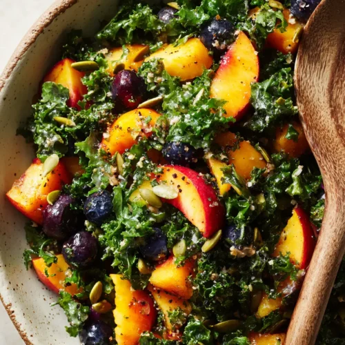 Summer Kale Salad with Lemon-Tahini Dressing