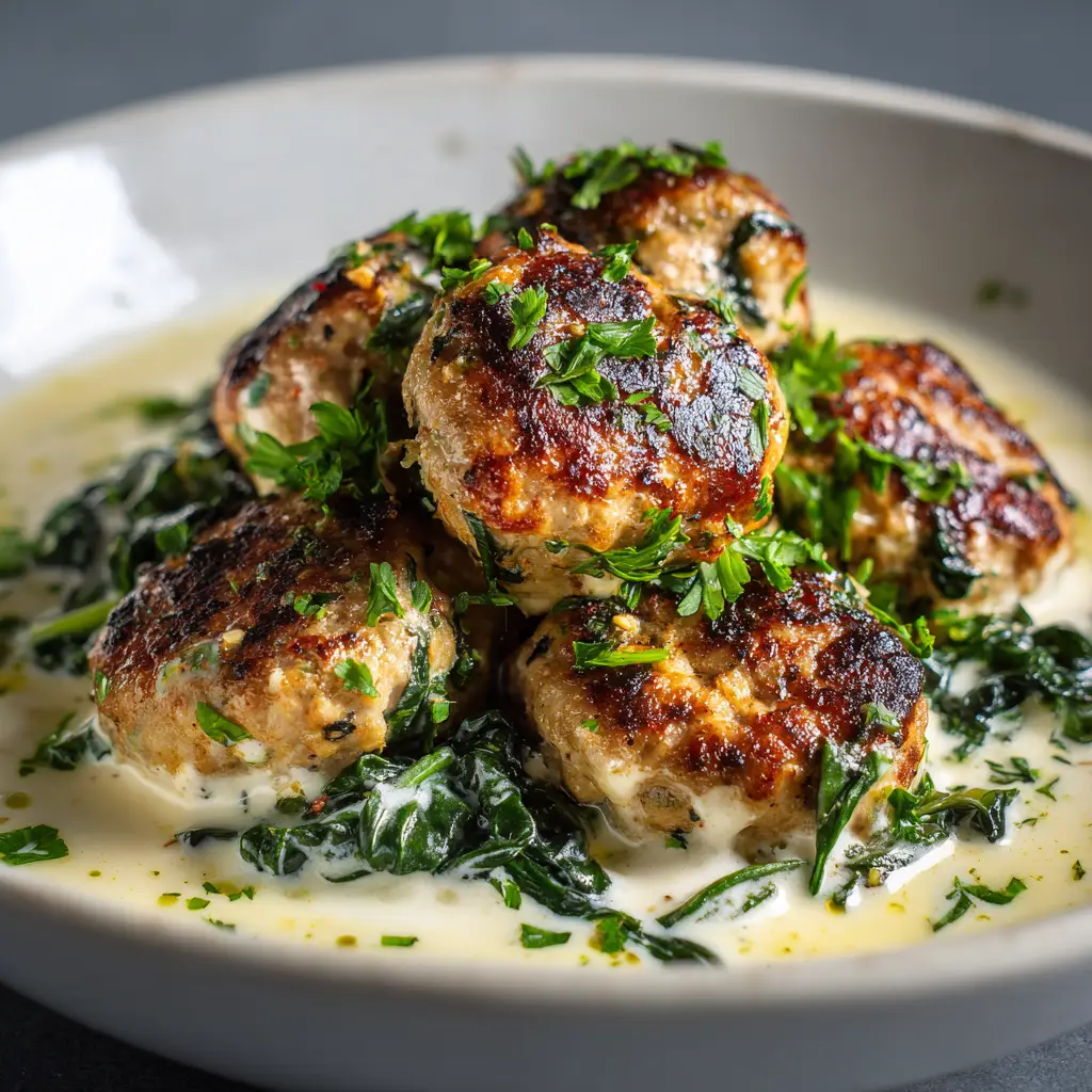 A serving platter displaying cooked chicken kofta alongside a bowl of yogurt sauce, warm pita bread, and a fresh tomato salad, illustrating what to serve with this chicken kofta recipe.