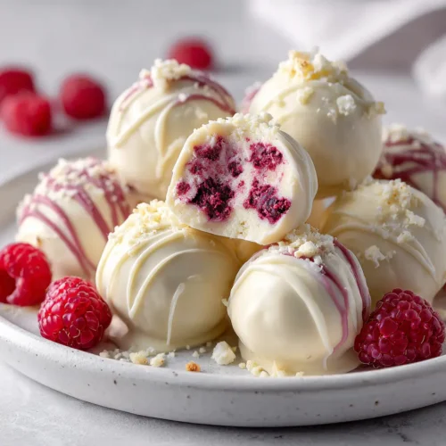 Home 4 White Chocolate Raspberry Cheesecake Balls (Easy No-Bake Recipe)