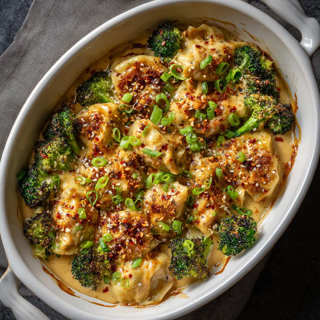 The process of assembling oven-baked dumplings, with wonton wrappers being filled with a savory pork and vegetable mixture.
