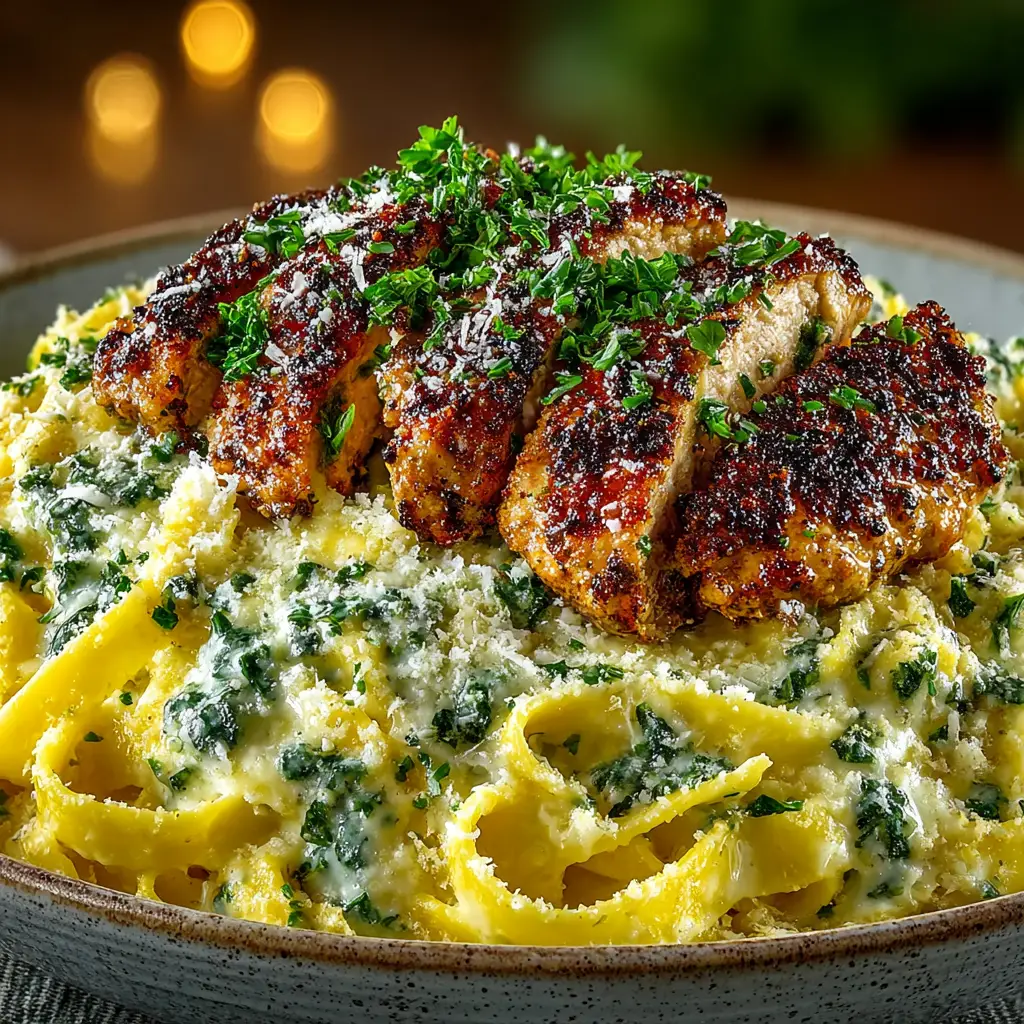 Chicken Garlic Parmesan Pasta (Easy One-Pot Recipe) 2 A detailed view of the ingredients for chicken garlic parmesan pasta, including fresh parsley, parmesan cheese, and chicken breast.