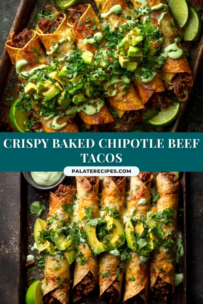 A platter of delicious Chipotle Beef Tacos, garnished with fresh cilantro, crumbled cheese, and a lime wedge on the side.