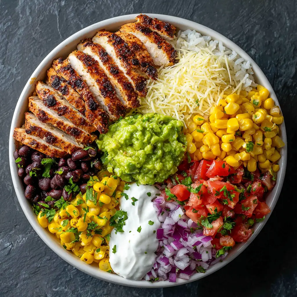 A close-up of the juicy, diced chipotle chicken and fluffy cilantro-lime rice, key components for the perfect chicken and rice bowl meal prep.