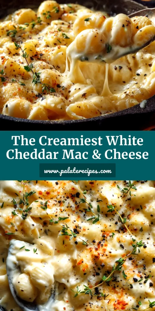 White Cheddar Mac and Cheese (The Ultimate Creamy Recipe) 4 A large white bowl filled with creamy white cheddar mac and cheese, garnished with fresh parsley. The ultimate comfort food recipe.