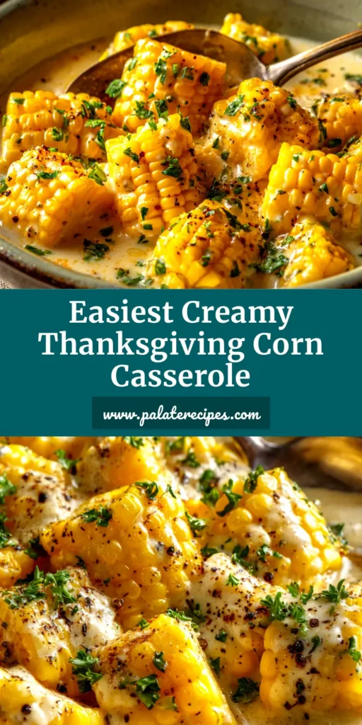A delicious and easy Corn Casserole recipe baked in a white dish. The top is golden brown and cheesy, ready to be served as the perfect holiday side dish.