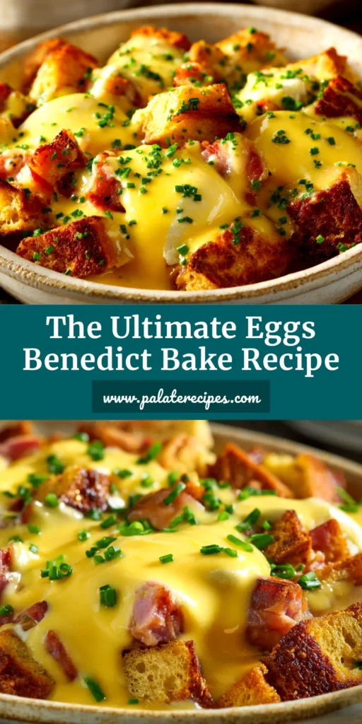A delicious slice of Eggs Benedict Bake on a white plate, topped with creamy hollandaise sauce and fresh chives. The perfect make-ahead brunch casserole.