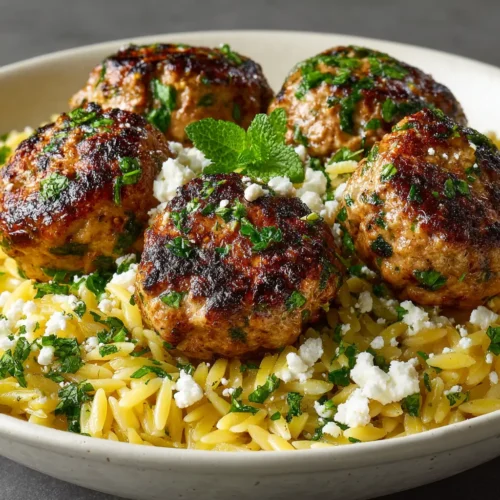 Greek Meatballs Lemon Orzo: A Zesty One-Pan Delight