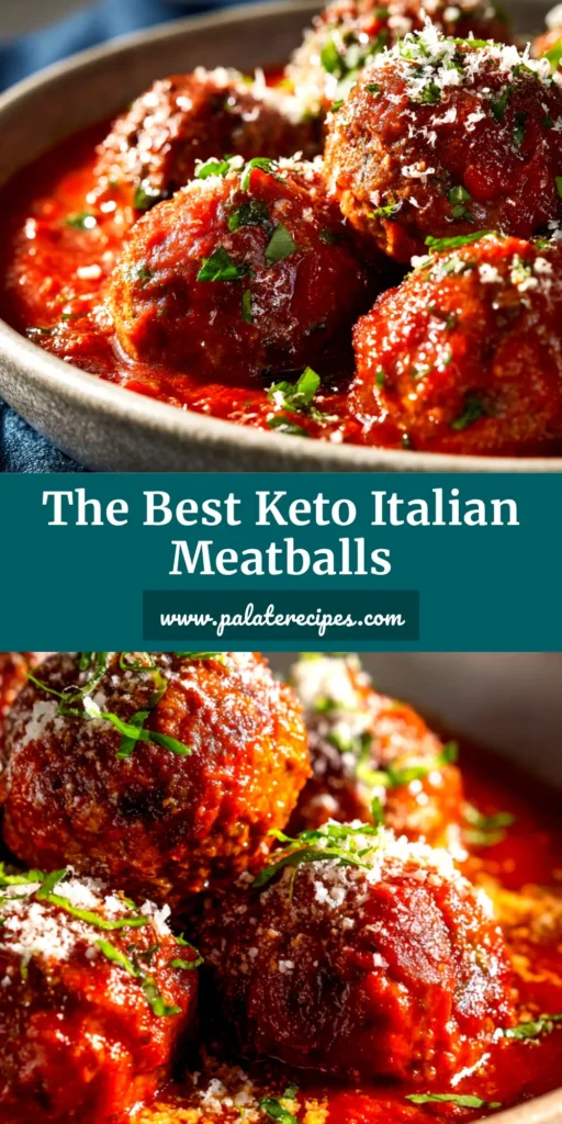 A close-up of juicy keto Italian meatballs in a skillet with marinara sauce and fresh basil, ready to be served.