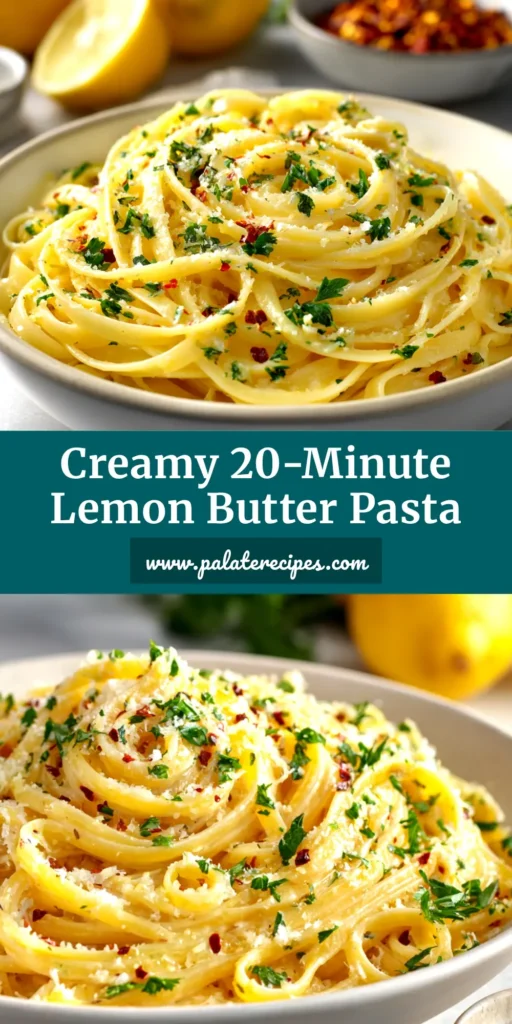 Lemon Butter Linguine: A Zesty 20-Minute Pasta Dish 4 A beautiful swirl of Lemon Butter Linguine in a white bowl, garnished with fresh parsley and lemon zest. A quick and easy 20-minute pasta recipe.