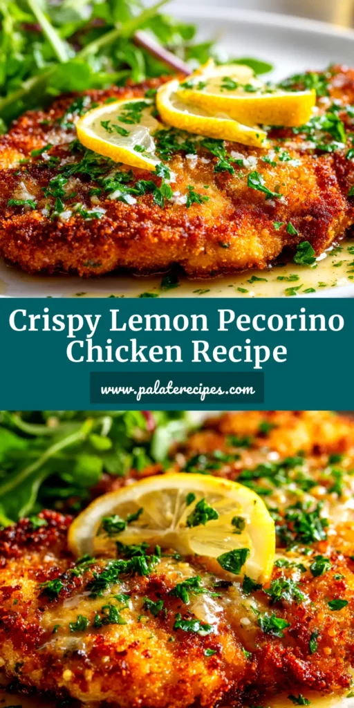 Lemon Pecorino Crispy Chicken (The Ultimate Weeknight Recipe) 5 A close-up shot of Lemon Pecorino Crispy Chicken on a plate, showing the golden-brown, crunchy crust, garnished with fresh parsley and a lemon wedge.