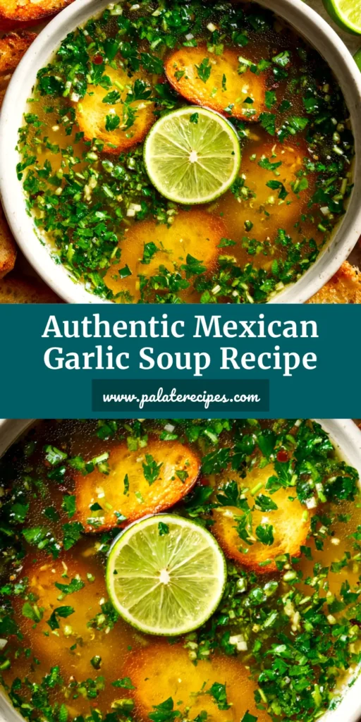 Mexican Garlic Soup (Sopa de Ajo): The Ultimate Authentic Recipe 5 A comforting bowl of Mexican Garlic Soup (Sopa de Ajo) with a perfectly poached egg, fresh cilantro, and a slice of toasted bread.