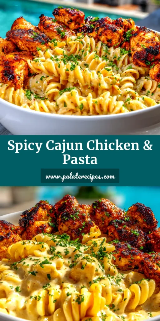 Spicy Cajun Chicken Alfredo (The Ultimate Creamy Recipe!) 5 A close-up shot of a white bowl filled with creamy Spicy Cajun Chicken Alfredo, topped with sliced blackened chicken and fresh parsley.