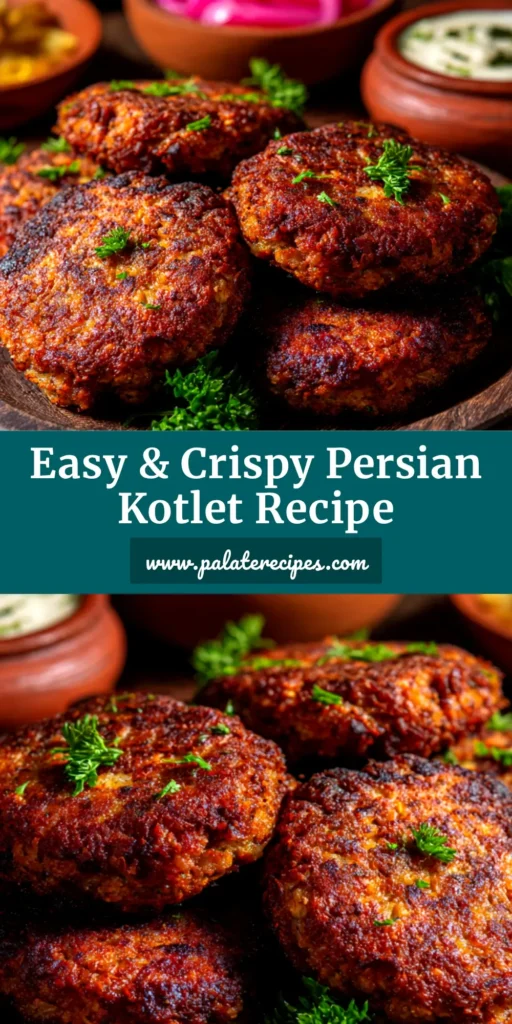 An overhead shot of several crispy, golden-brown Persian cutlets made from the Kotlet recipe, garnished with parsley.