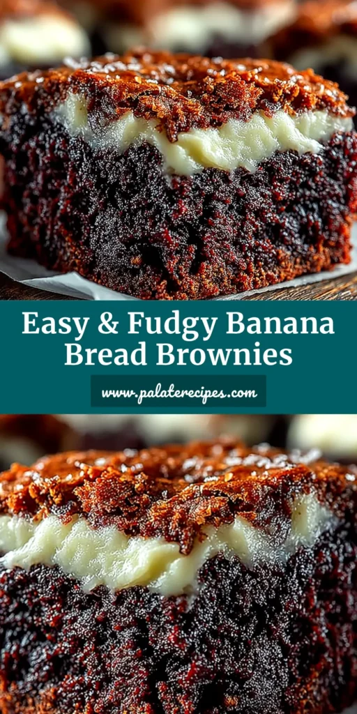 A stack of perfectly cut Banana Bread Brownies on a plate, showing the marbled banana and chocolate layers. The ultimate fudgy and moist dessert recipe.