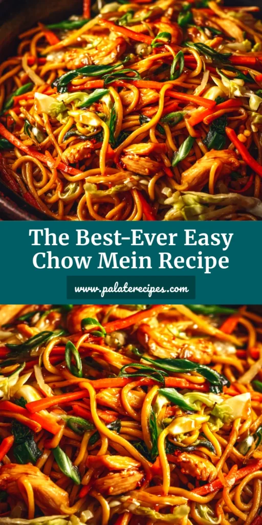 An overhead shot of a large white bowl filled with delicious homemade Chow Mein Recipe, garnished with fresh green onions. Perfect for a quick weeknight dinner.