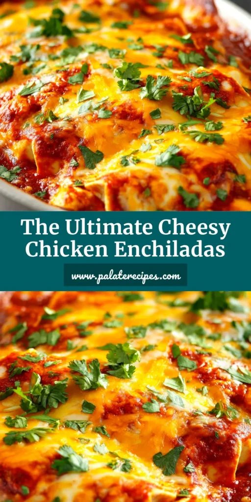 Cheesy Chicken Enchiladas: The Ultimate Comfort Food Recipe 4 A top-down view of a baking dish filled with delicious Cheesy Chicken Enchiladas, fresh out of the oven with bubbly cheese and garnished with cilantro.