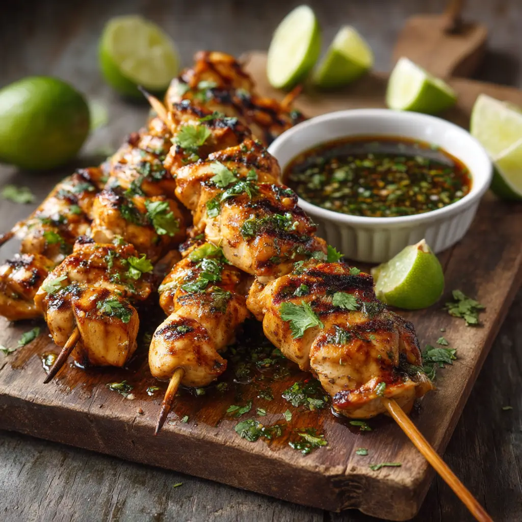 A platter of perfectly cooked citrus grilled chicken, sliced to show its juicy interior, next to a bowl of fresh salsa.