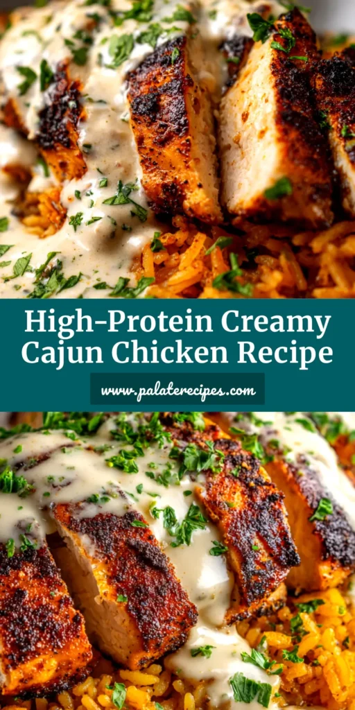 Creamy Cajun Chicken (Ready in 30 Minutes!) 4 A skillet full of Creamy Cajun Chicken, showing tender chicken breasts smothered in a rich, orange-tinted cream sauce, garnished with fresh parsley.