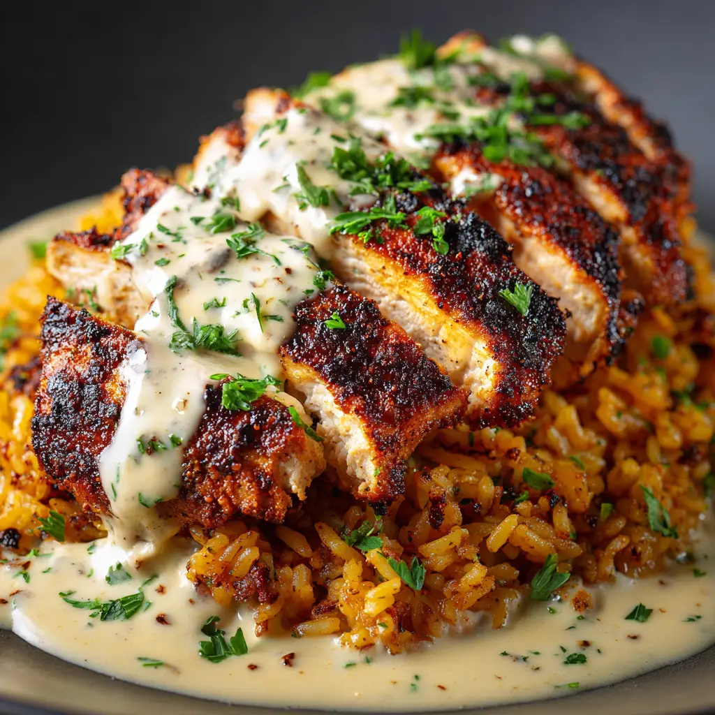 Creamy Cajun Chicken (Ready in 30 Minutes!) 2 A spoonful of the finished Creamy Cajun Chicken sauce being drizzled over a piece of chicken, highlighting its rich and smooth texture.