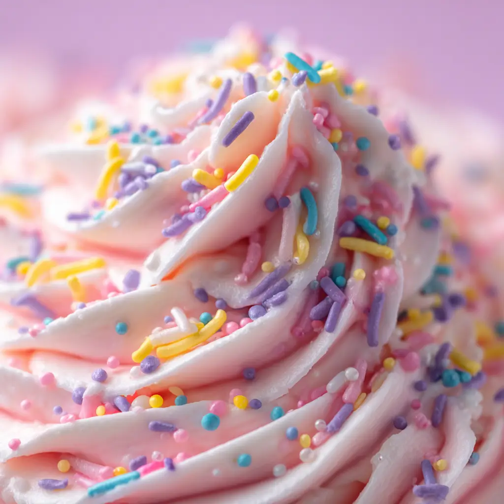 Easter Dessert Dip: The Perfect 10-Minute No-Bake Treat 3 A close-up macro shot of the creamy, fluffy texture of the no-bake Easter dip, showing swirls of pink and white.
