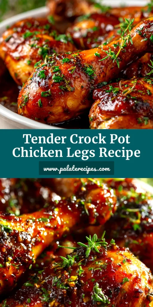 Deliciously tender Crock Pot Chicken Legs piled on a white platter, glazed with BBQ sauce and garnished with fresh parsley.