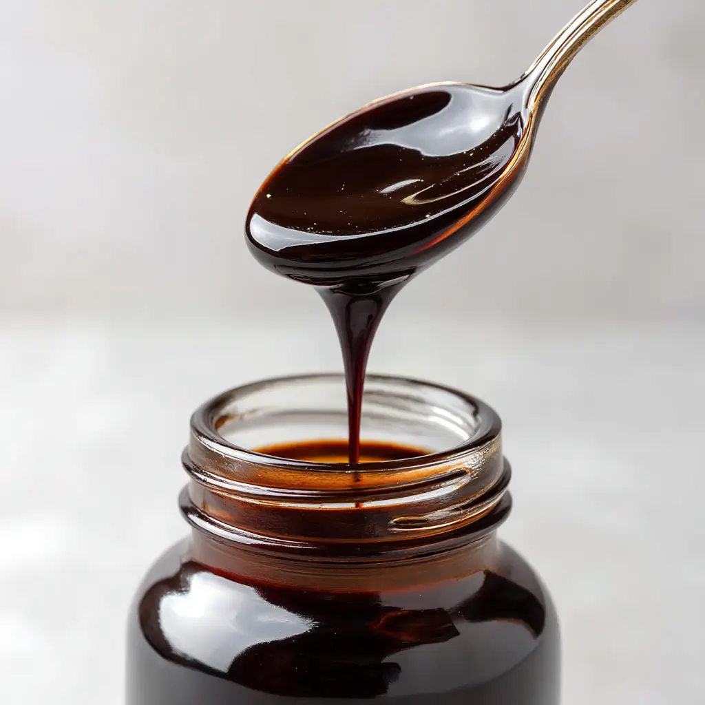 Homemade Chocolate Syrup (Better Than Store-Bought!) 2 A spoonful of decadent chocolate sauce being drizzled, showing its ideal consistency for topping desserts.