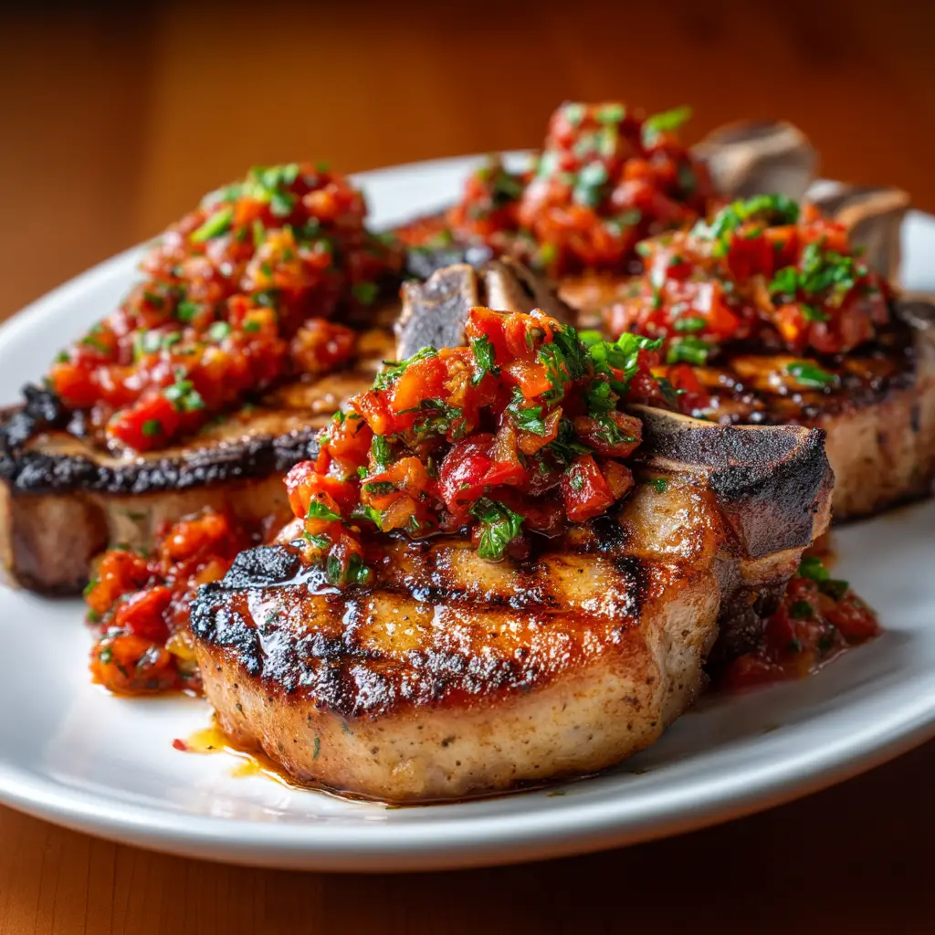 Sicilian Pork Chops: Crispy, Juicy, and Easy 2 Several thick-cut Sicilian pork chops frying in a cast-iron skillet to a perfect golden-brown.