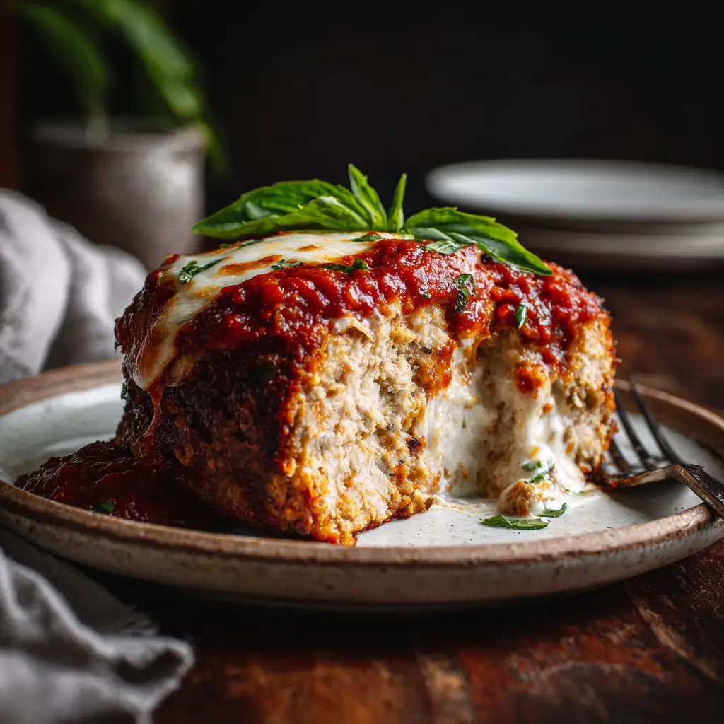 The process of glazing the ground chicken meatloaf before it goes into the oven.
