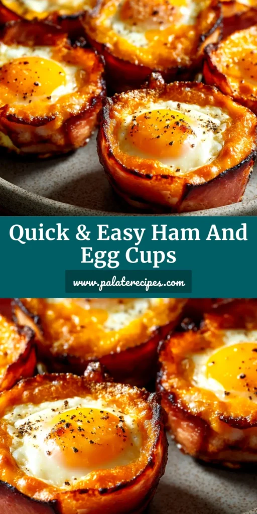 Ham and Egg Cups: The Easiest, Tastiest Breakfast 4 A close-up shot of delicious Ham and Egg Cups fresh from the oven in a muffin tin. The perfect high-protein, low-carb breakfast idea for meal prep.
