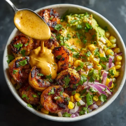 Grilled Shrimp Bowl with Cilantro Lime Dressing