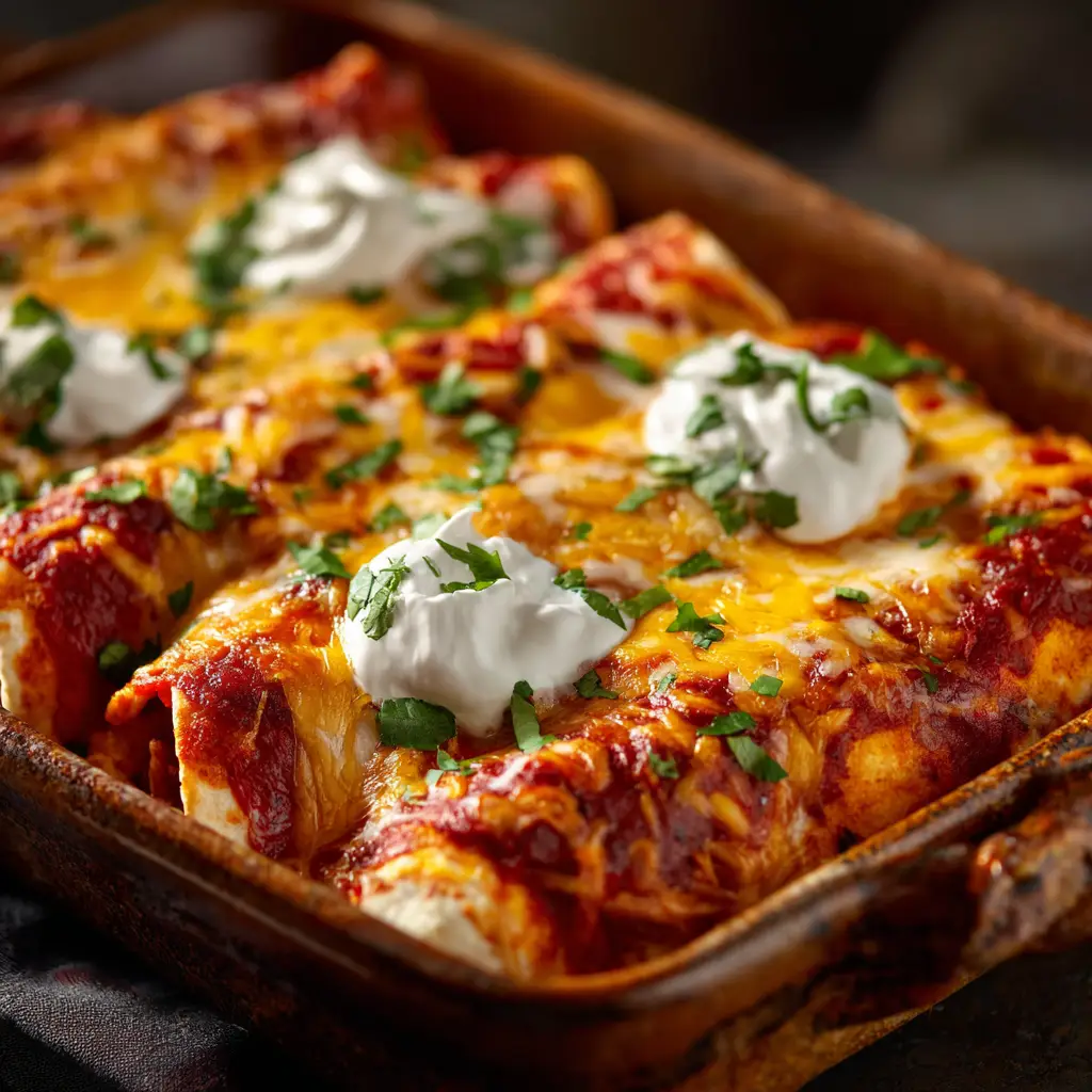 The ingredients for high protein enchiladas laid out, including chicken, tortillas, cheese, and enchilada sauce.
