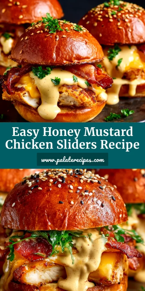 A platter of delicious Honey Mustard BLT Chicken Sliders on Hawaiian rolls, ready to be served for a party.