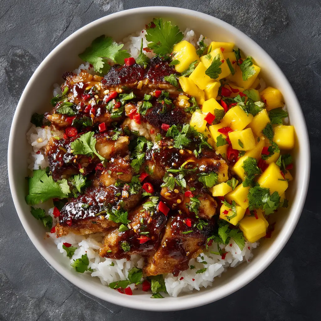Honey-Soy Glazed Chicken: A Sticky, Savory Weeknight Delight 3 A beautiful overhead shot of Honey-Soy Glazed Chicken served on a platter with rice and steamed broccoli, emphasizing a balanced meal.
