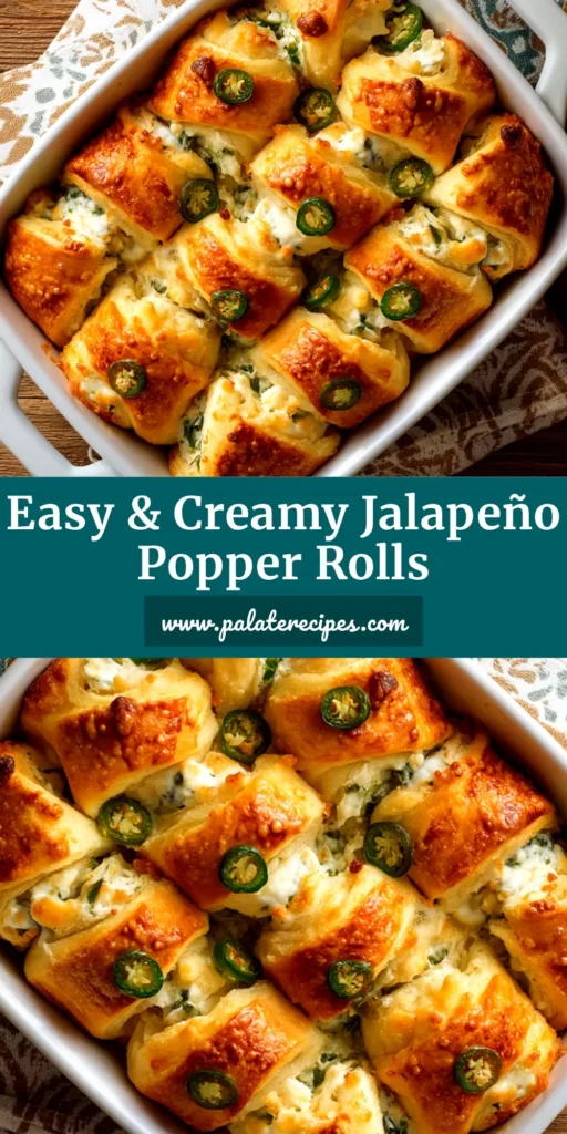 Jalapeño Popper Crescent Rolls: The Ultimate Cheesy & Spicy Appetizer 5 A platter of golden-brown Jalapeño Popper Crescent Rolls, with a cheesy filling peeking out, ready to be served as the perfect party appetizer.